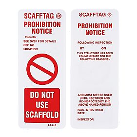 Scafftag Prohibition Inserts Pack of 10
