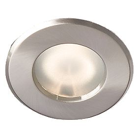 Robus Fixed Round Mains Voltage Bathroom Downlight Brushed Chrome 240V