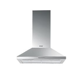 Hotpoint HE6TBK Stainless Steel Chimney Cooker Hood 600mm