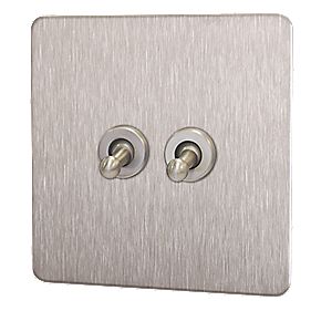 GET 2 Gang 2 Way 10A Tog Switch Neutral Ins Stainless