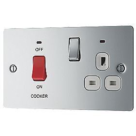 LAP 2 Gang 45A DP Cooker Switch and 13A Switched Plug Socket Neon Pol Chrome