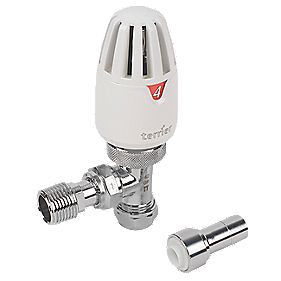 Pegler Terrier II White and Chrome TRV and Connector 10mm Angled