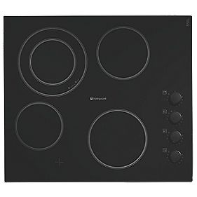 Hotpoint CRM 641DC Built-In 4-Plate Ceramic Hob Black Glass 520 x 590mm (95886)
