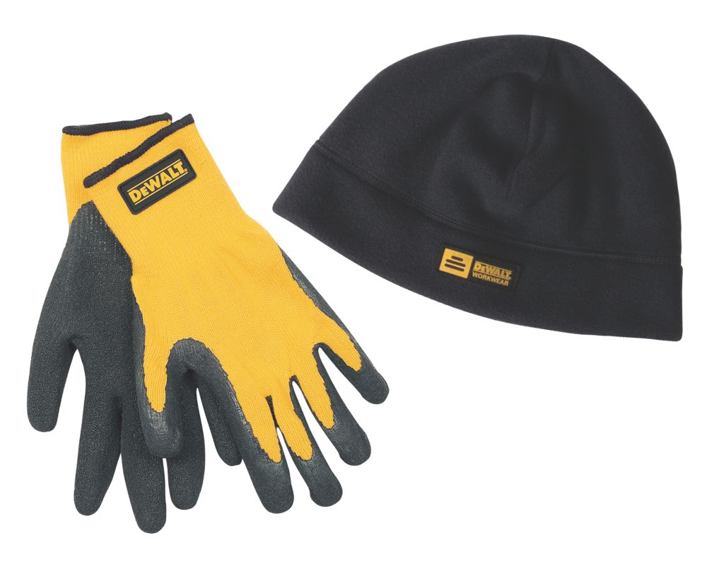 DeWalt Beanie Hat and Gripper Glove Set