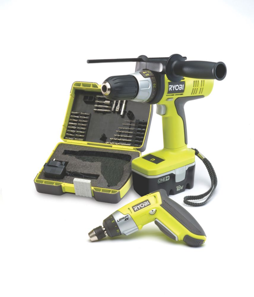 Ryobi One+ CDI18SD4 18V Combi Drill & 4V Li-Ion Screwdriver Kit