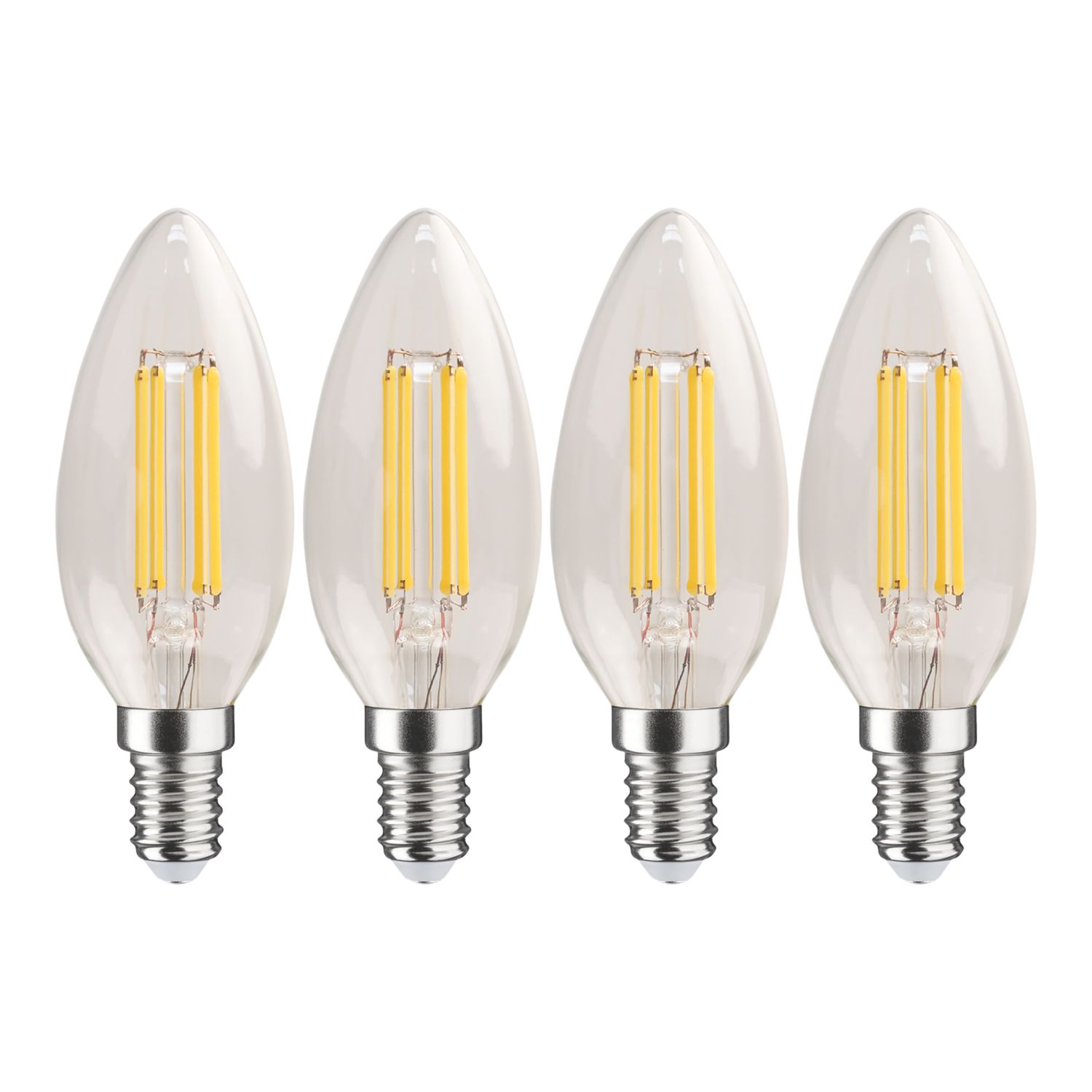 LAP E14 Candle LED Light Bulb Clear 470lm 2.9W 4 Pack (100CF)