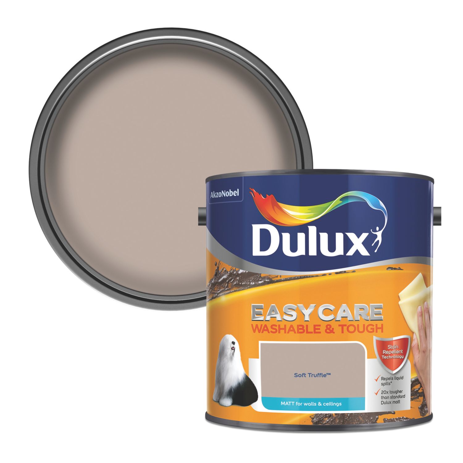 Dulux EasyCare Washable & Tough 2.5Ltr Soft Truffle Matt Emulsion Paint (101GX)