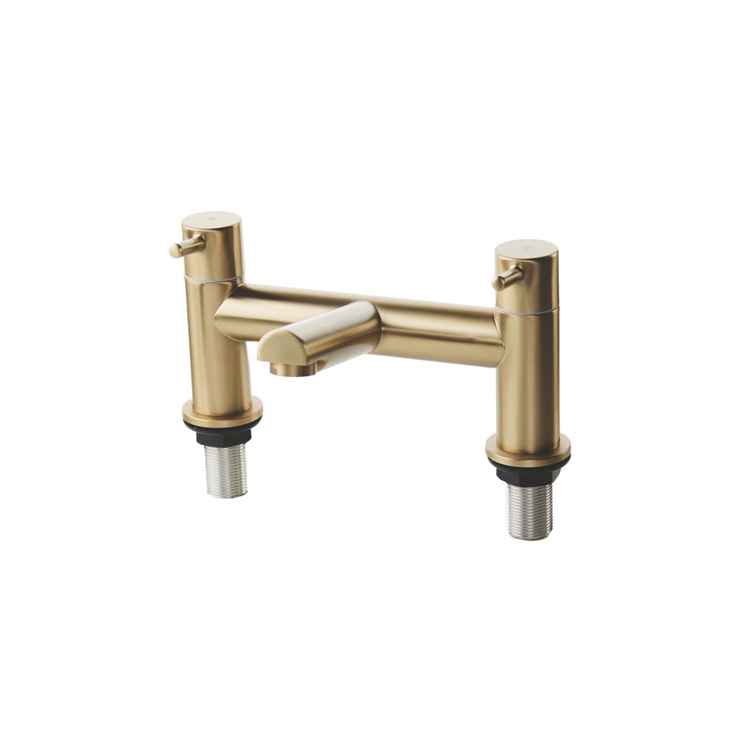 ETAL Juke Brushed Brass 112mm Deck Mounted Lever 2 Tap Holes Bath Mixer Tap (101YU)