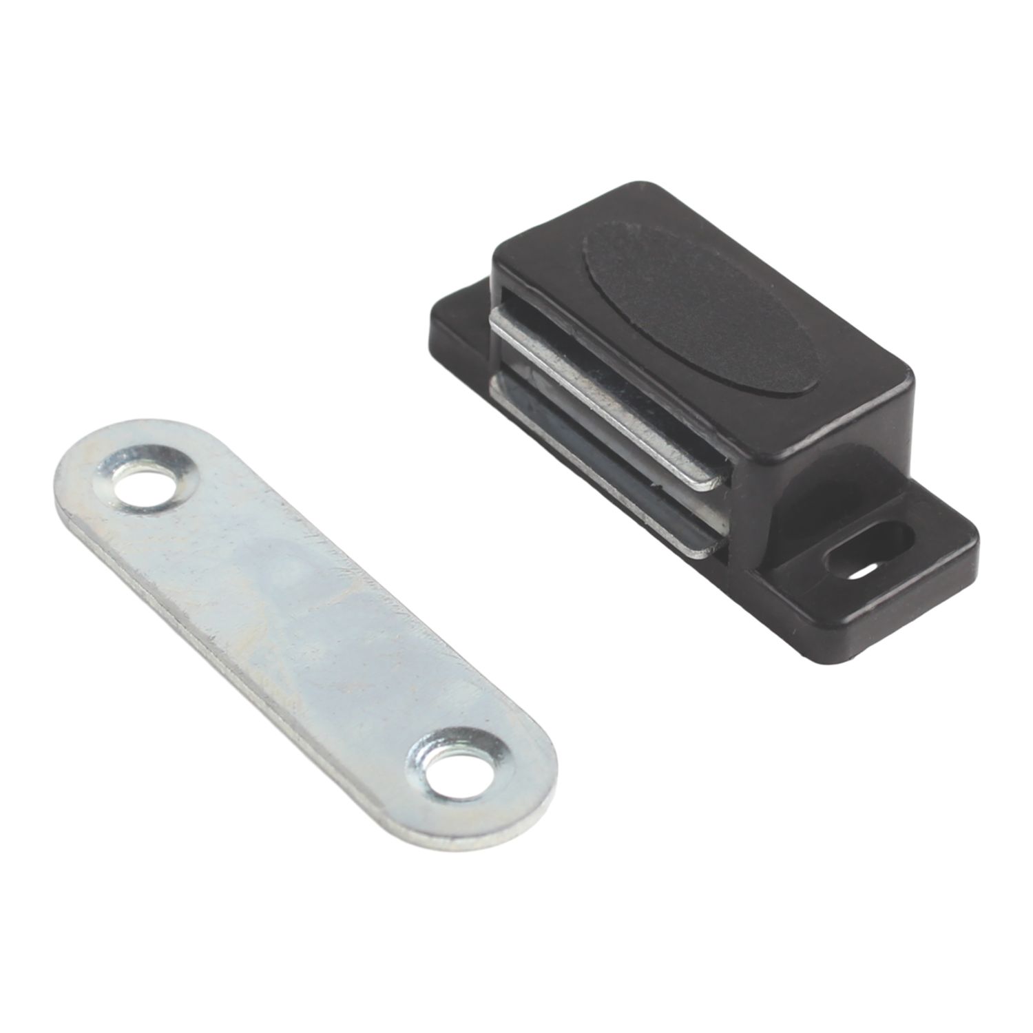 Essentials 2-Hole Magnetic Cabinet Catch Black 41mm x 16mm 10 Pack (102TA)