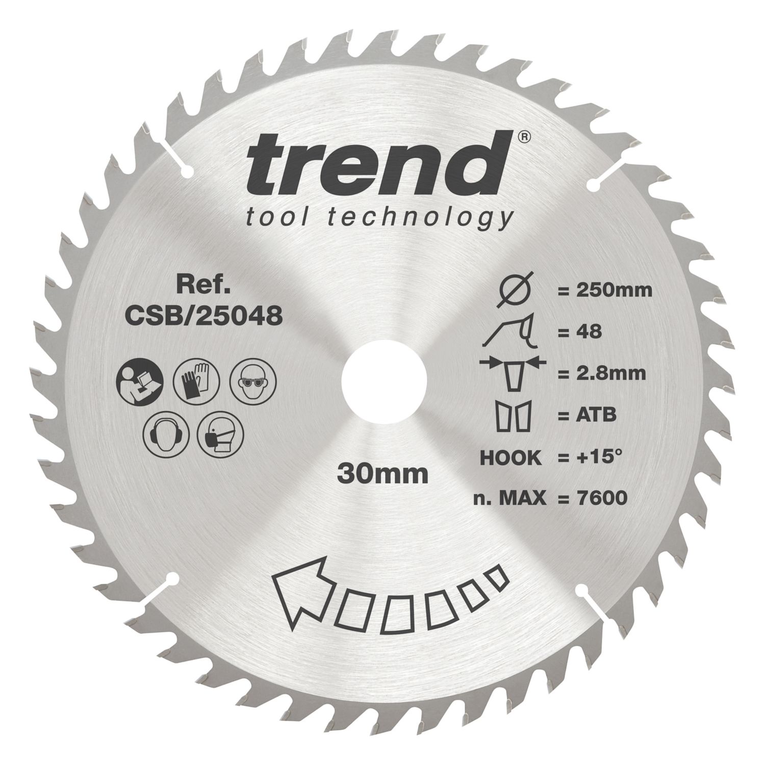 Trend CSB/25048 Wood Circular Saw Blade 250mm x 30mm 48T (103XG)