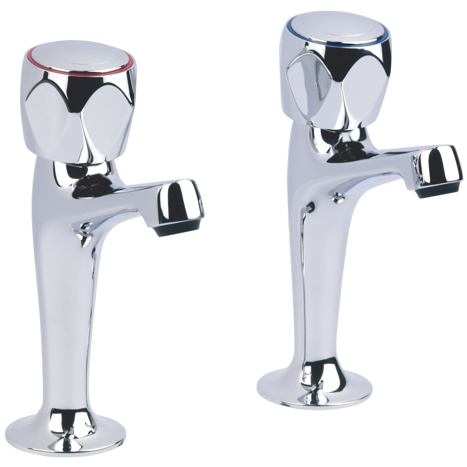 Essentials Pillar Round Head High Neck Sink Taps Chrome 1 Pair (1045T)