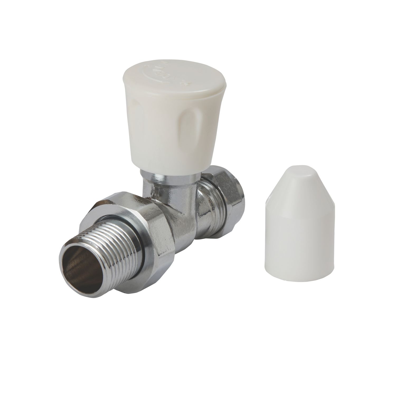 Flomasta 15mm x 21mm White/Chrome Straight Modern Manual Radiator Valve Head & Body (104FW)