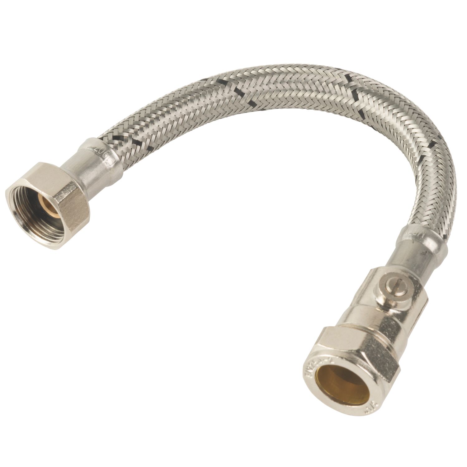 Midbrass Flexible Hoses with Isolation Valve 3/4" x 3/4" x 300mm 2 Pack (104HK)