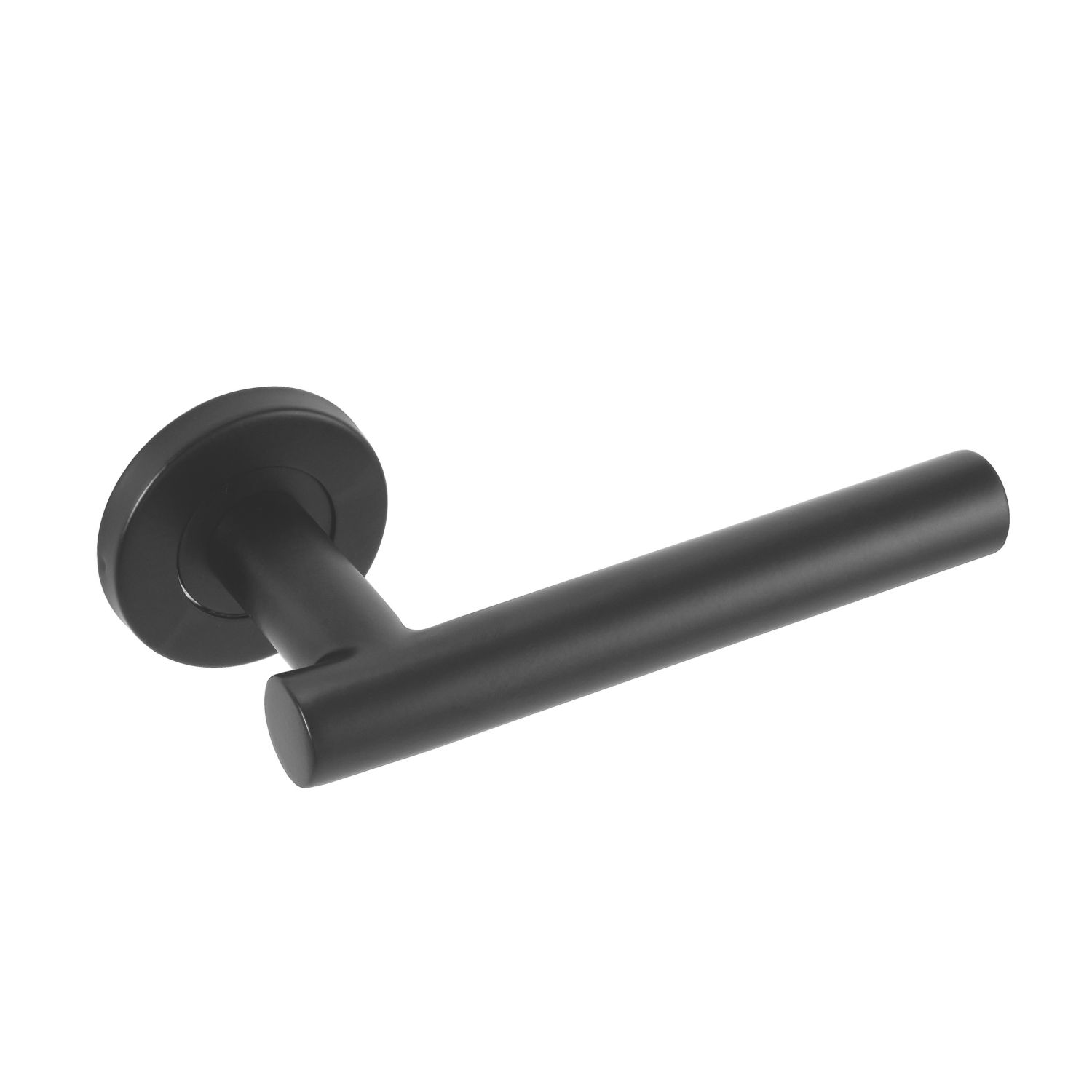 Eclipse Precision T-Bar Fire Rated Lever on Rose Door Handle Pair Matt Black (104KW)
