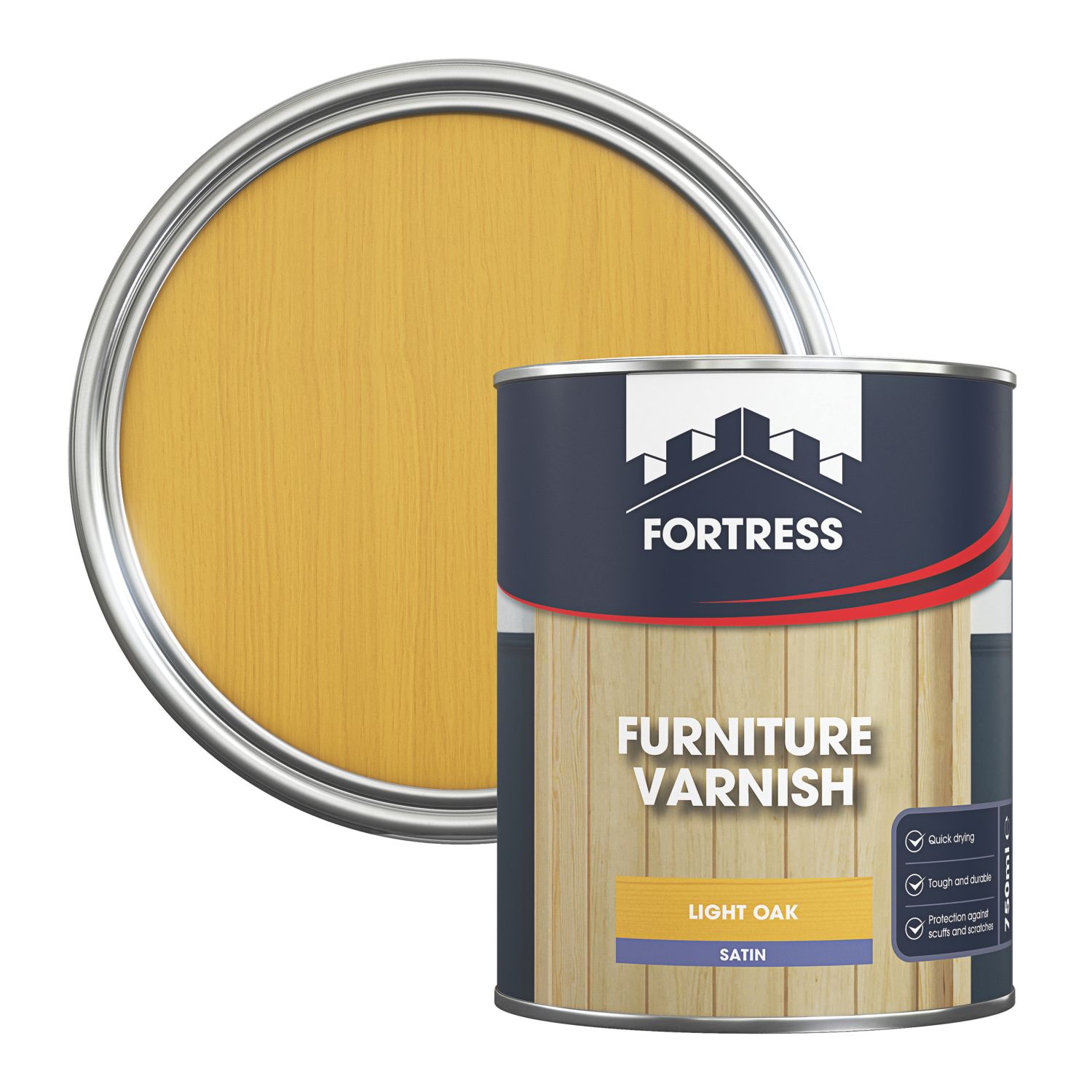 Fortress 750ml Light Oak Satin Water-Based Interior Furniture Varnish (106JM)