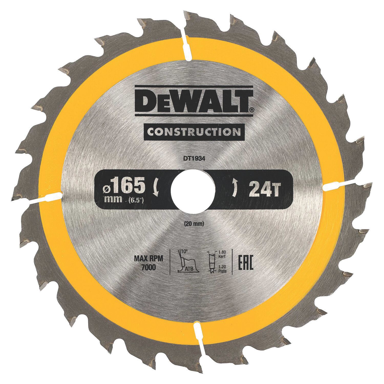DEWALT Wood Construction Circular Saw Blade 165mm x 20mm 24T (106TH)