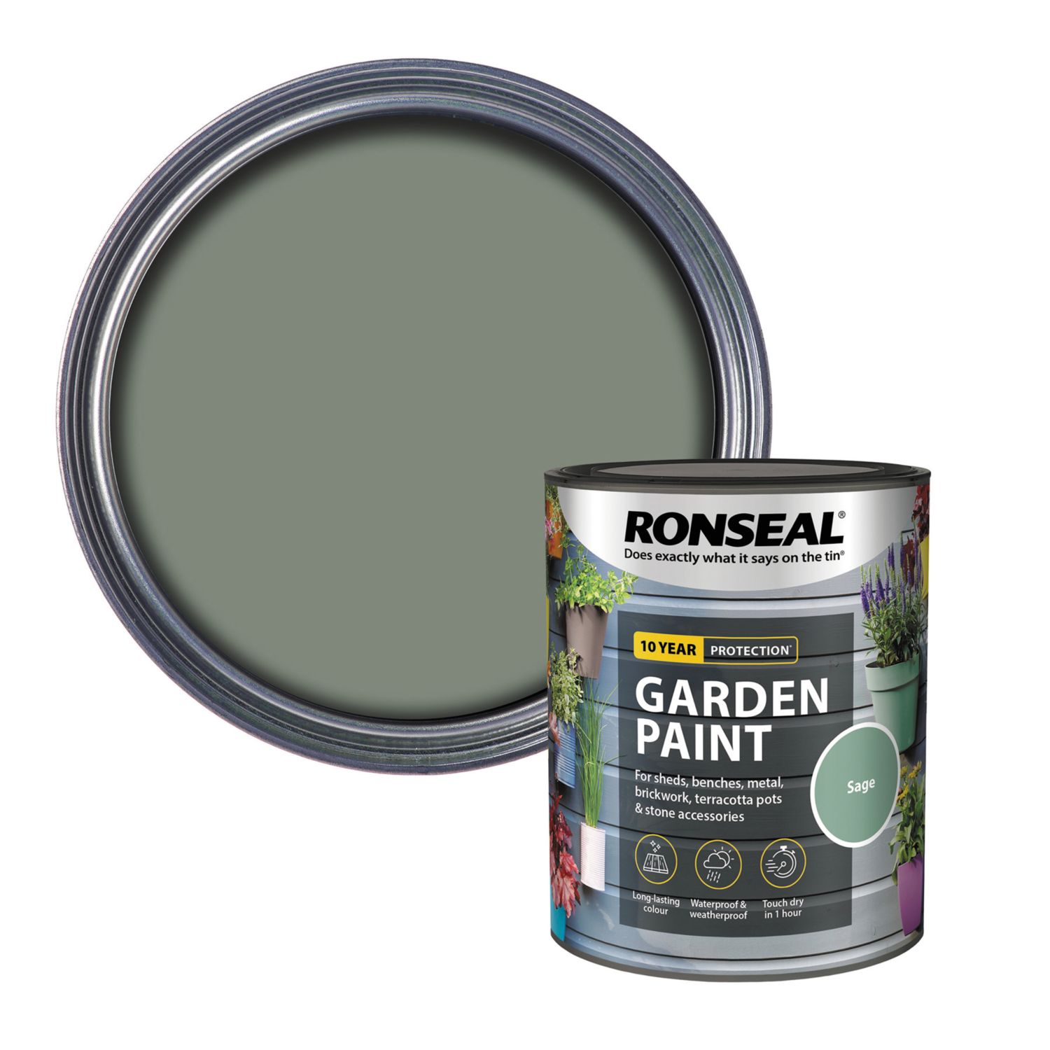 Ronseal 750ml Sage Matt Garden Paint (1107H)