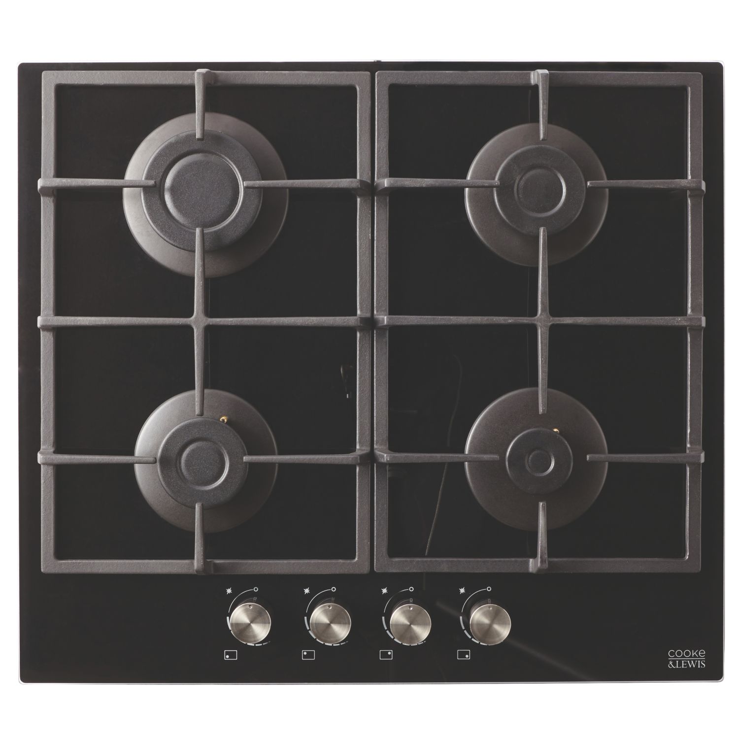 Cooke & Lewis Gas Glass Hob Black 59cm (111FH)