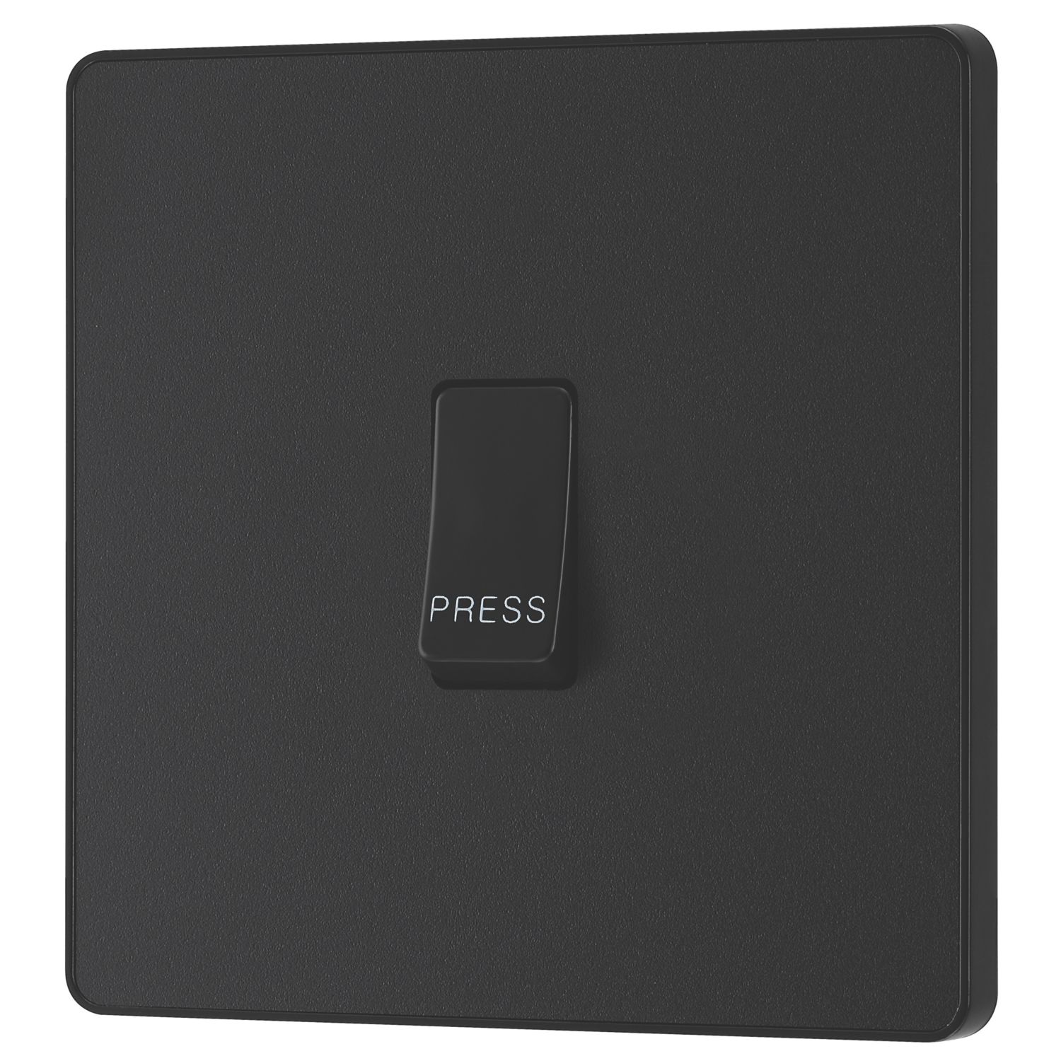 British General Evolve 10A 1-Gang 1-Way Press Switch Matt Black with Black Inserts (113PY)