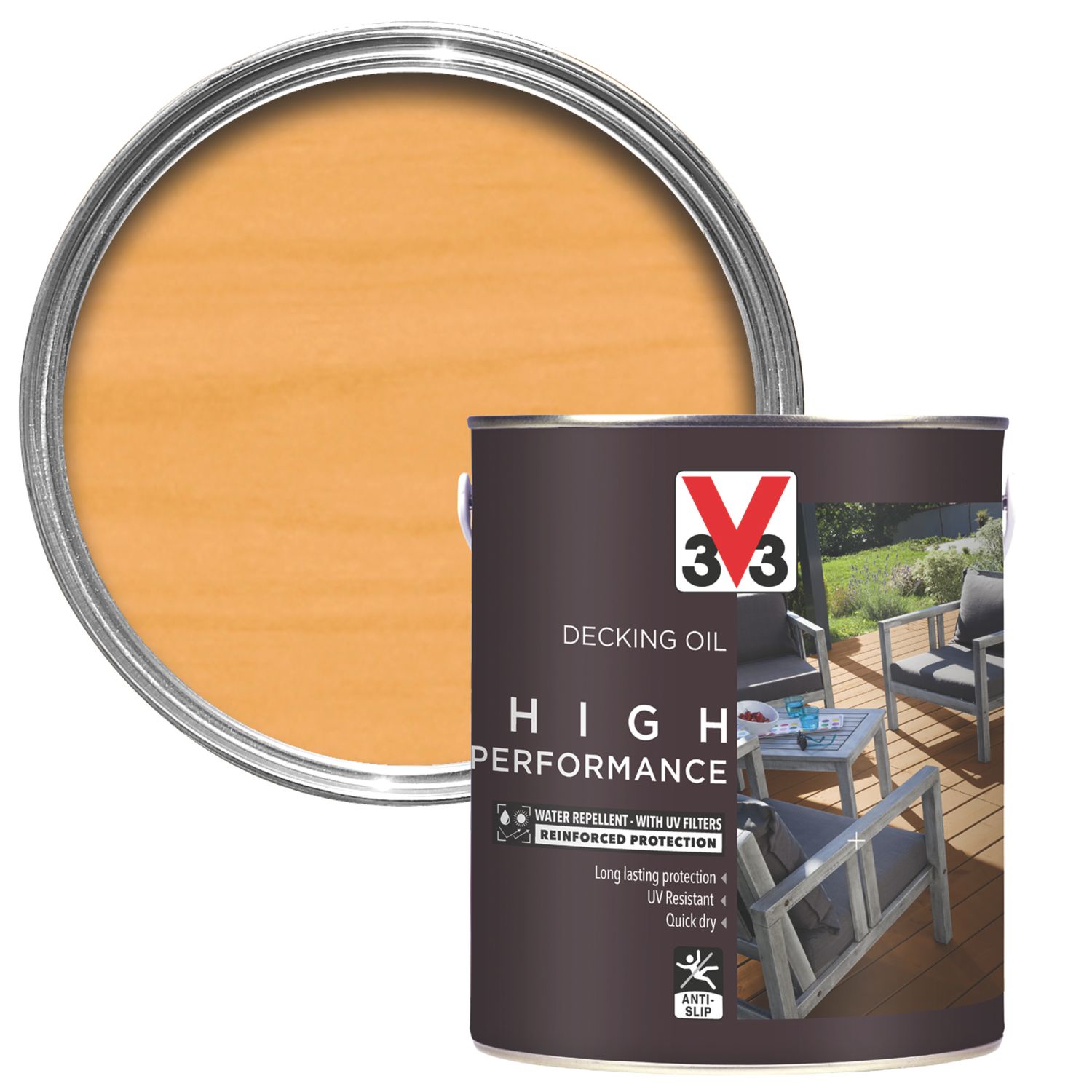 V33 High Performance 2.5Ltr Clear Anti Slip Decking Oil (114TL)