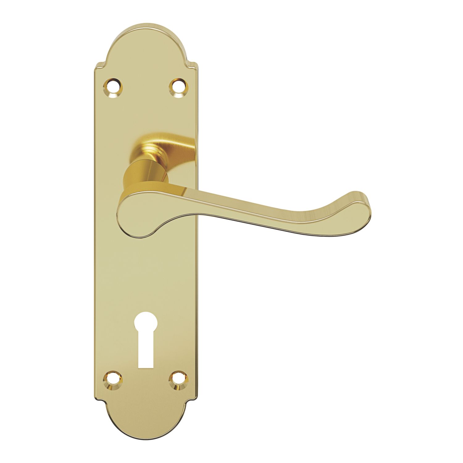 Cooke & Lewis Lulworth Lever on Backplate Lockable Handle Pair Polished Brass (117CM)