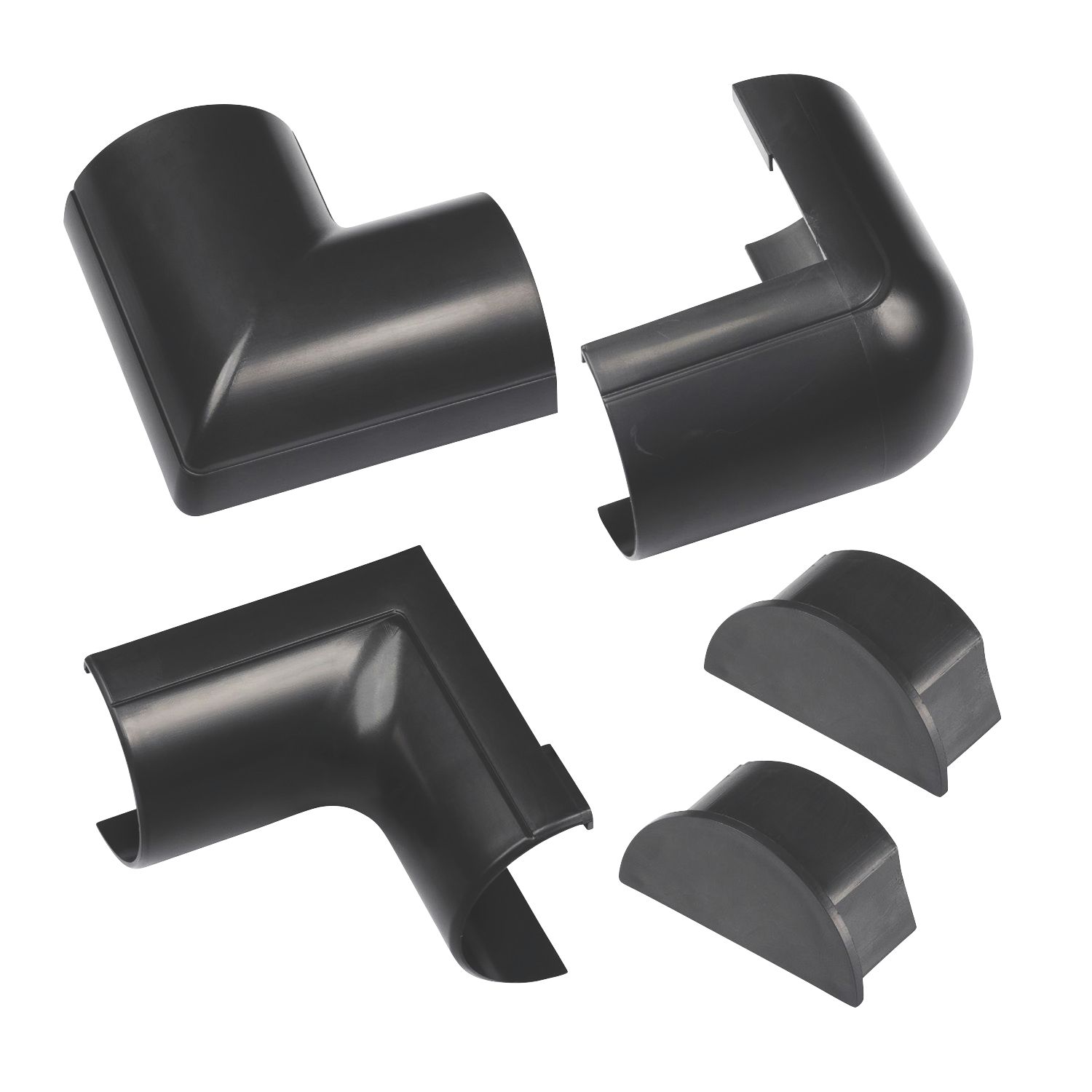 D-Line ABS Plastic Black Trunking Accessories 5 Pieces (117FG)