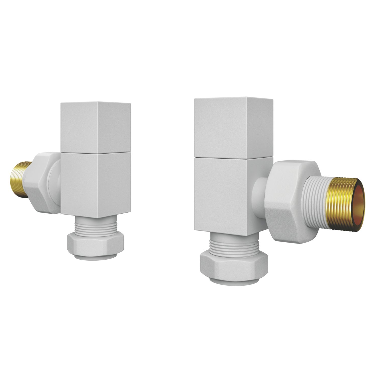 ETAL Swelt 15mm x 1/2" White Angled Designer Manual Radiator Valve Head & Body 2 Pack (117VV)