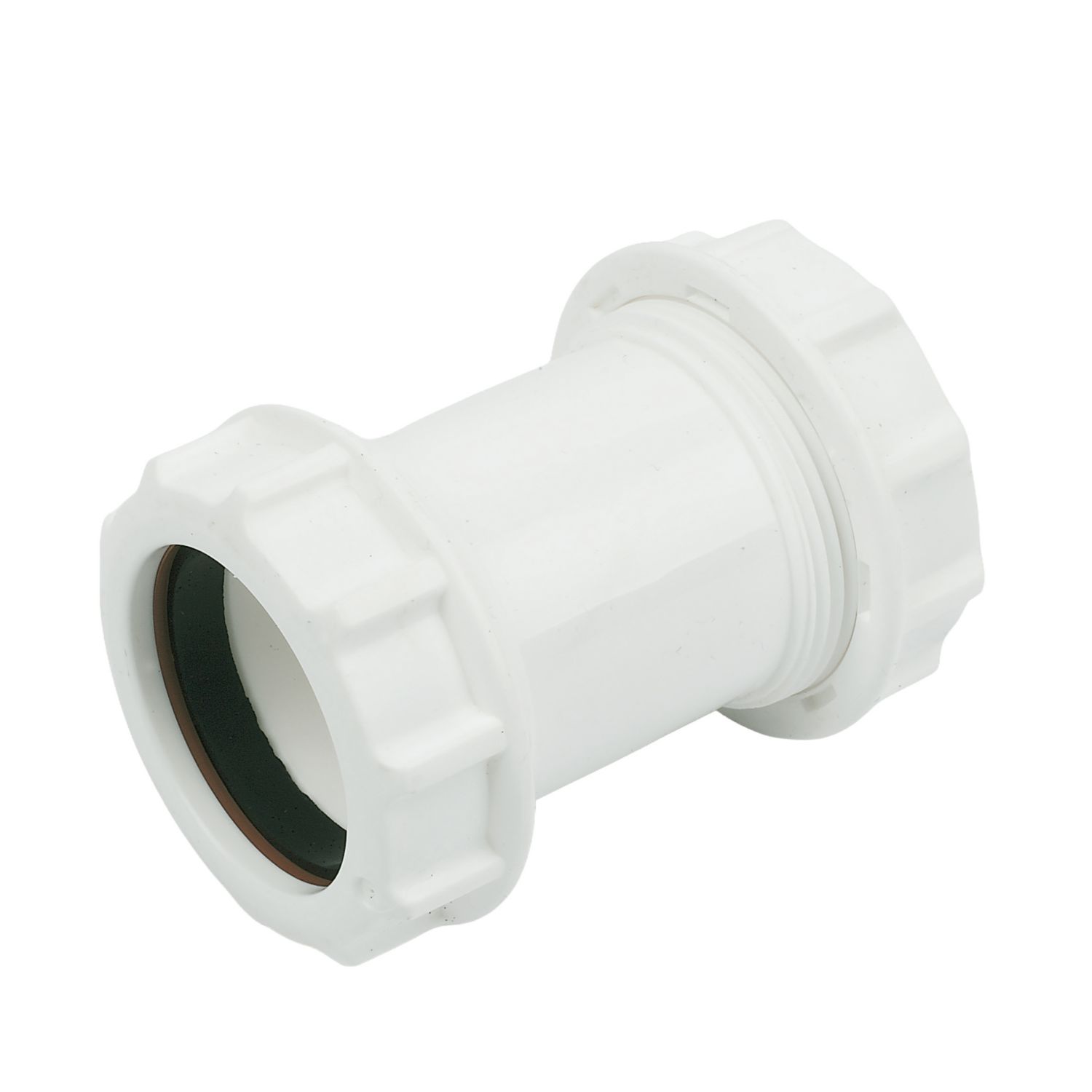 FloPlast WC08 Universal Compression Waste Straight Coupler White 40mm x 40mm (11980)