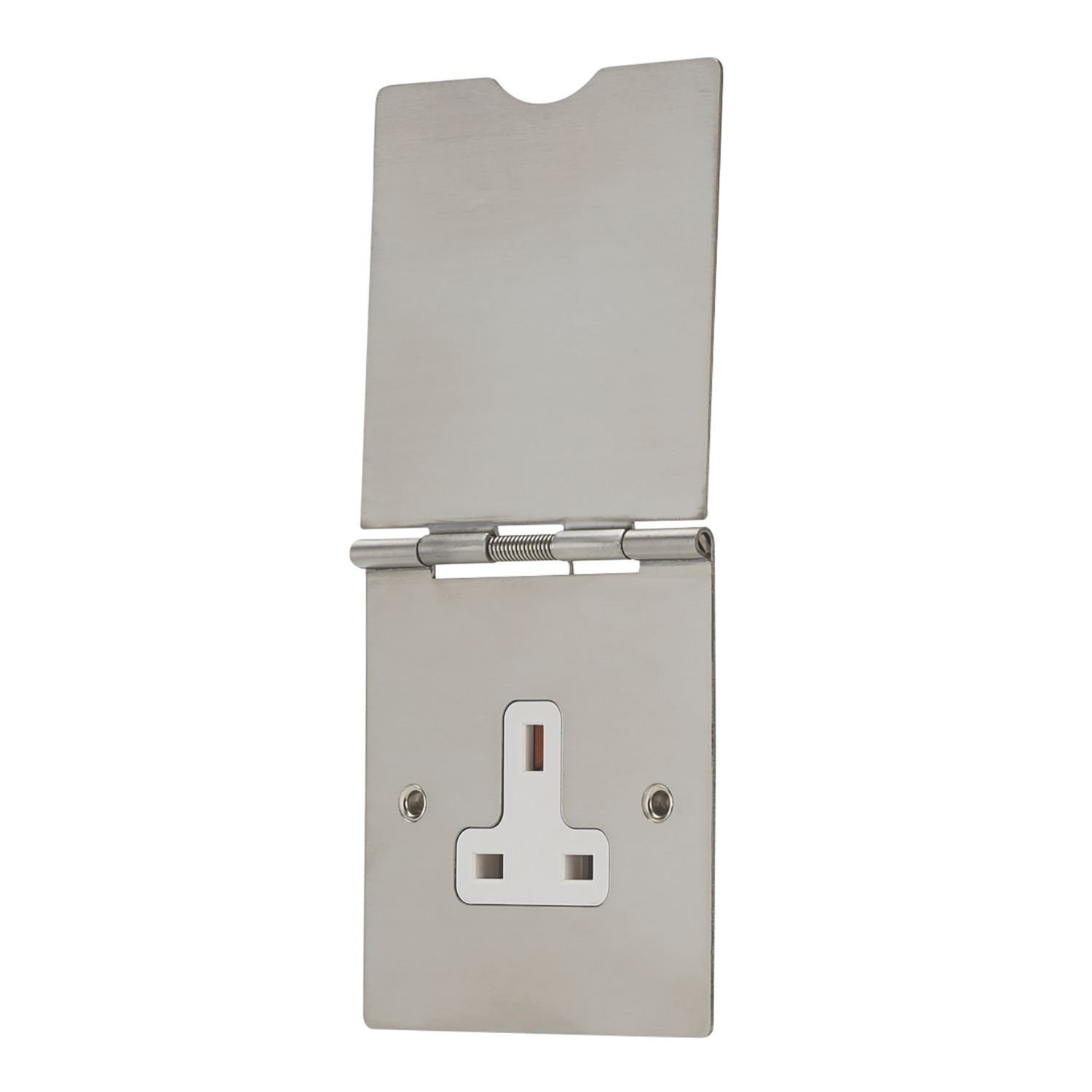 Contactum 3344BSW 13A 1-Gang Unswitched Floor Socket Brushed Steel with White Inserts (119RP)