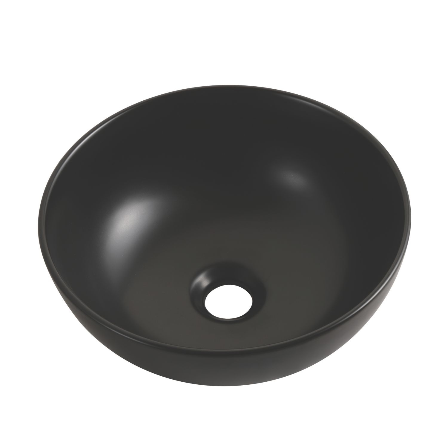 Swirl Chagan Matt Black Basin No Tap Holes 328mm (120VM)