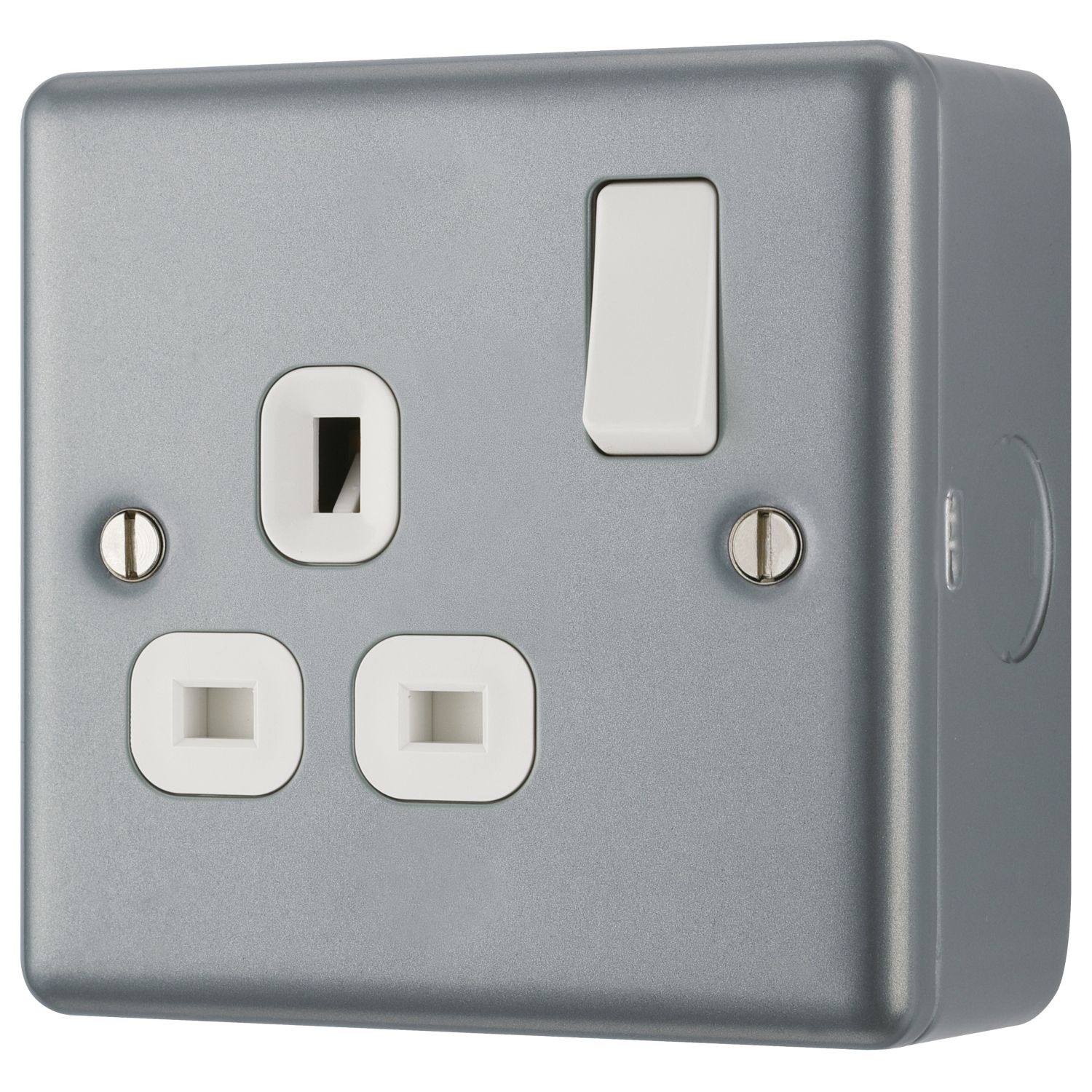 British General 13A 1-Gang DP Switched Metal Clad Power Socket with White Inserts (121PF)