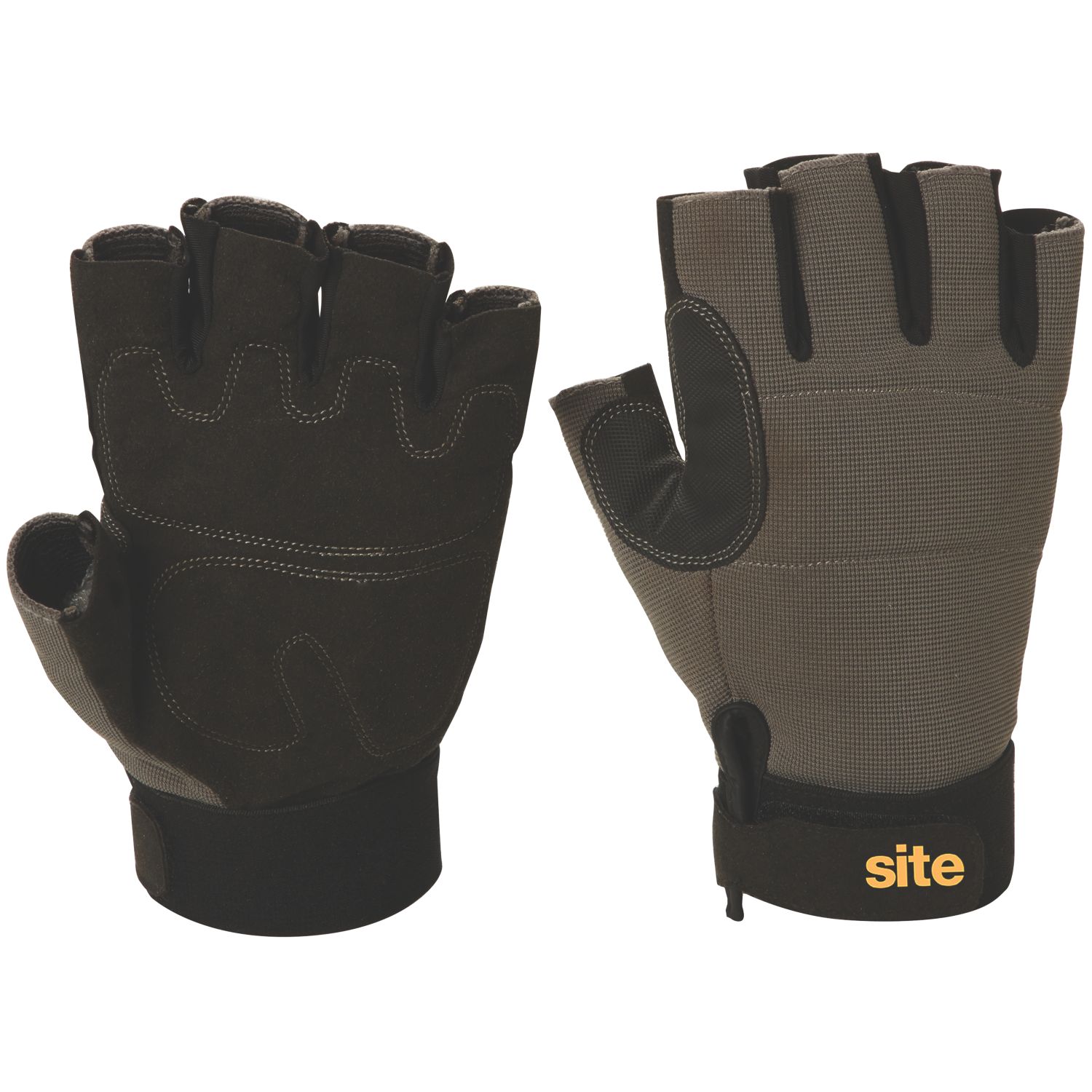 Site Fingerless Performance Gloves Grey/Black Large (122FR)
