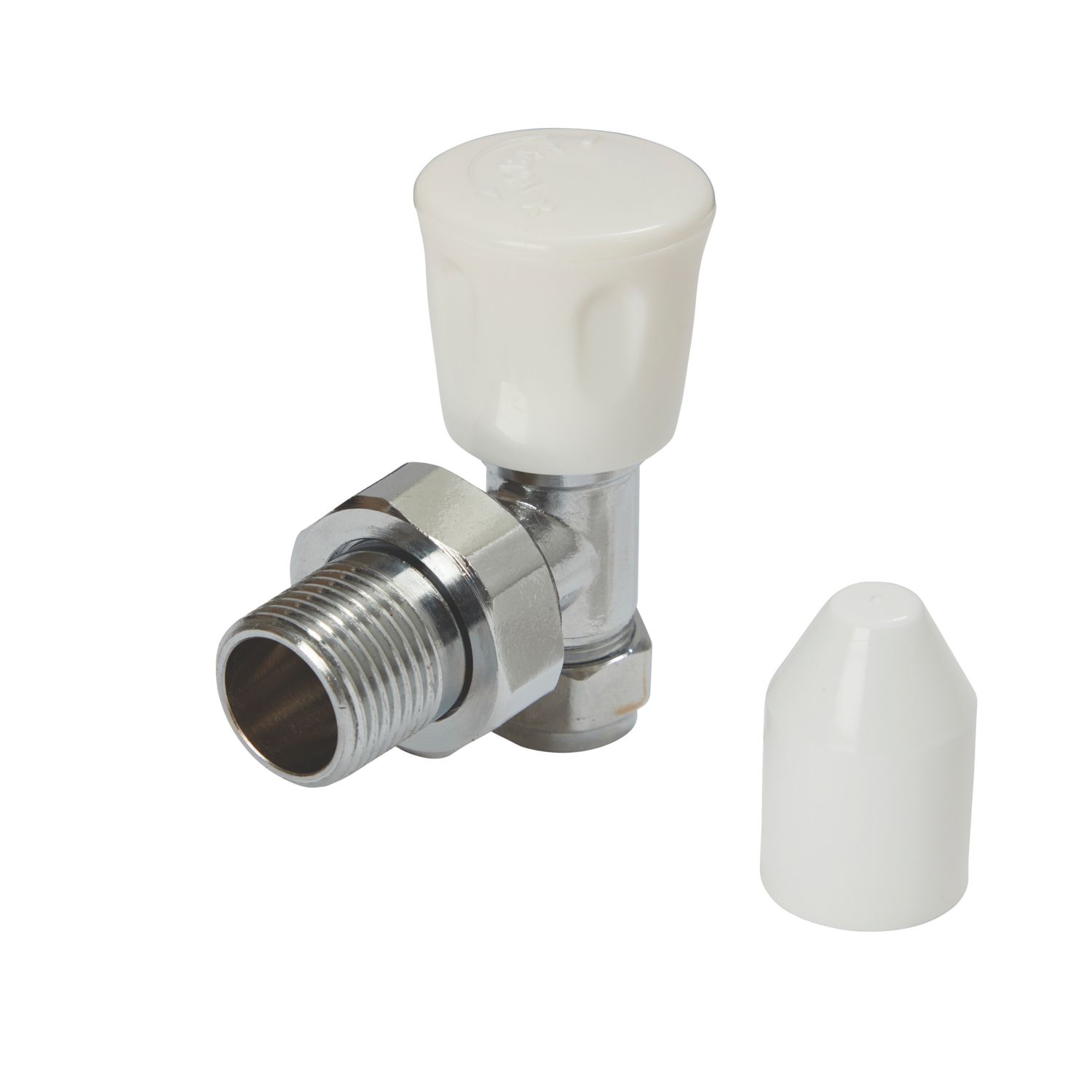 Flomasta 10mm x 21mm White/Chrome Angled Modern Manual Radiator Valve Head & Body (123FW)