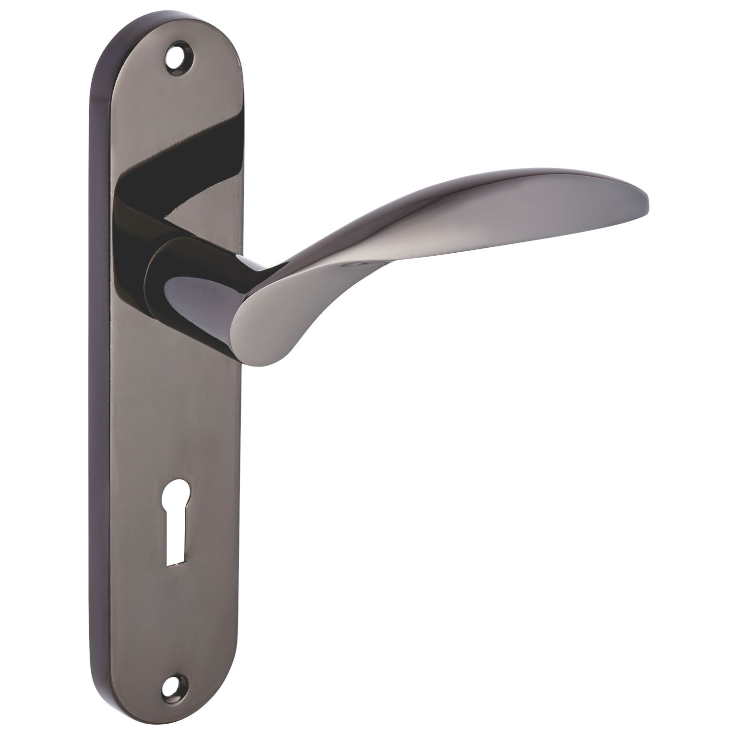 Smith & Locke Crantock Fire Rated Lever Lock Door Handles Pair Black Nickel (124HY)