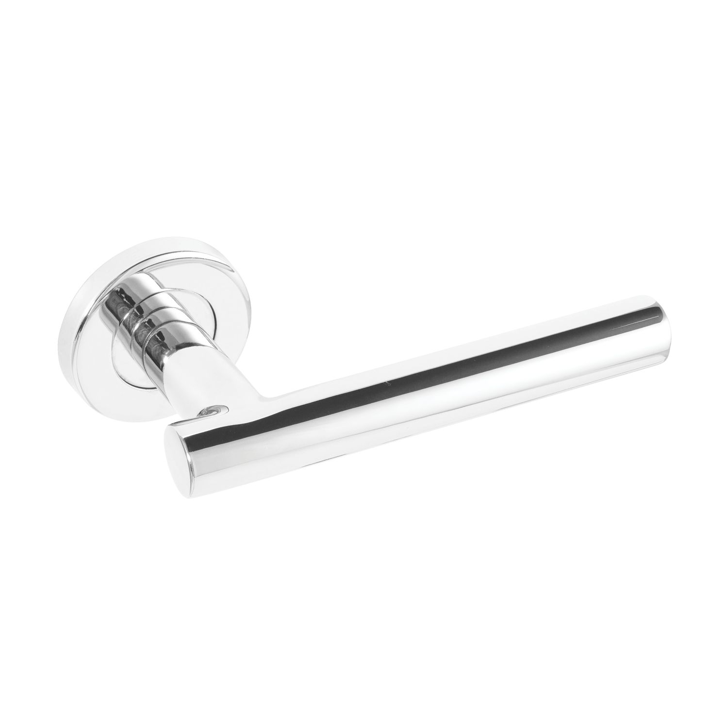 Eclipse Insignia T-Bar Fire Rated Lever on Rose Door Handle Pair Polished Stainless Steel (124KW)