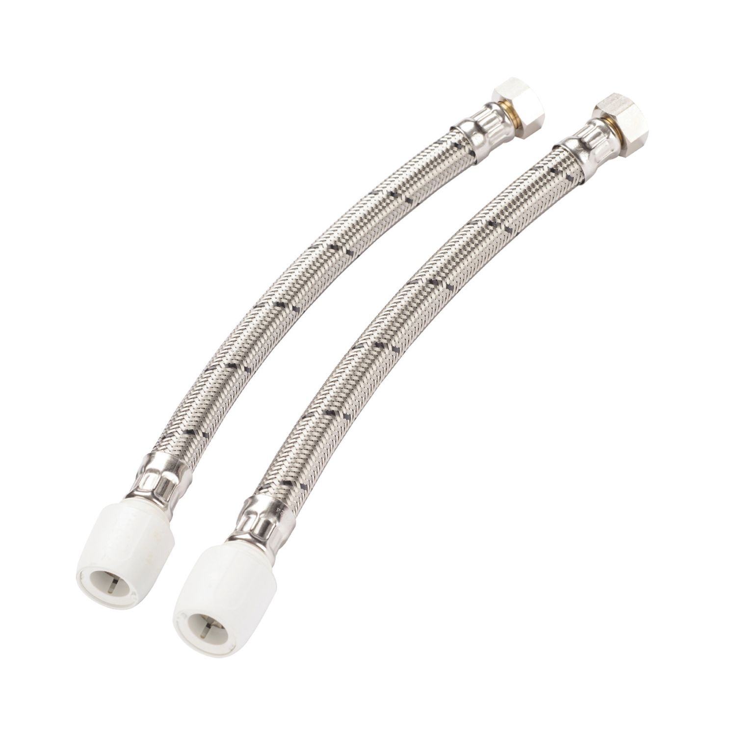 Hep2O Push-Fit Flexible Tap Connectors 15mm x 1/2" x 300mm 2 Pack (1250F)