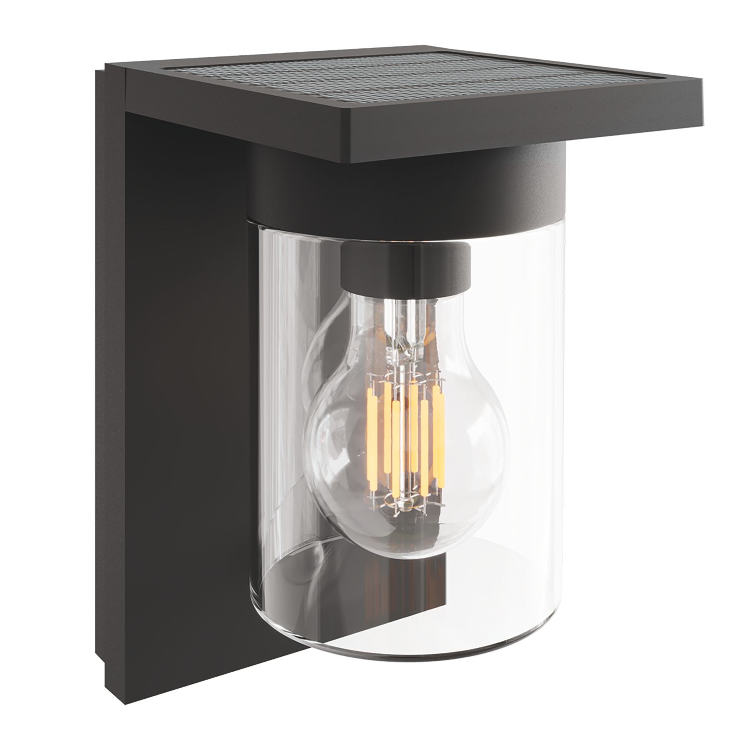 Calex Asti Outdoor LED Rechargeable Solar Wall Light With PIR Sensor Black 150lm (127CX)