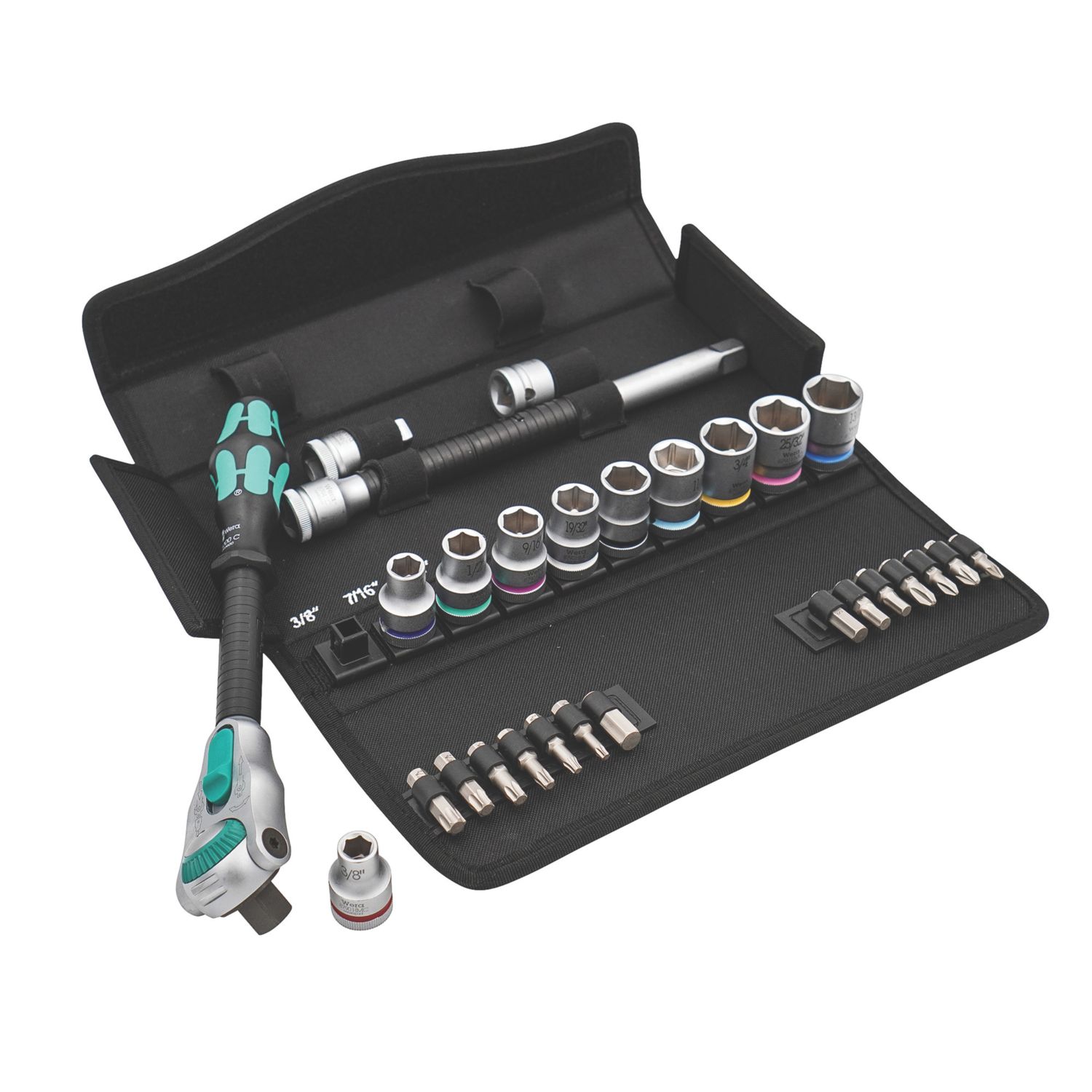 Wera 8100 SC 9 Zyklop Speed 1/2" Drive Ratchet & Socket Set 28 Pcs (127FW)