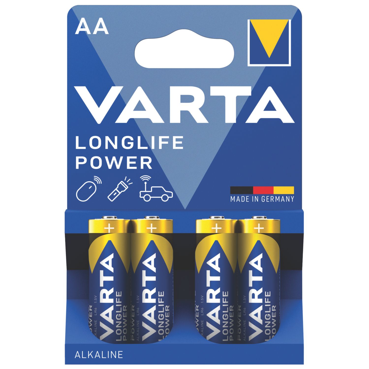 Varta Longlife Power AA 1.5V Alkaline High Energy Batteries 4 Pack (1288K)