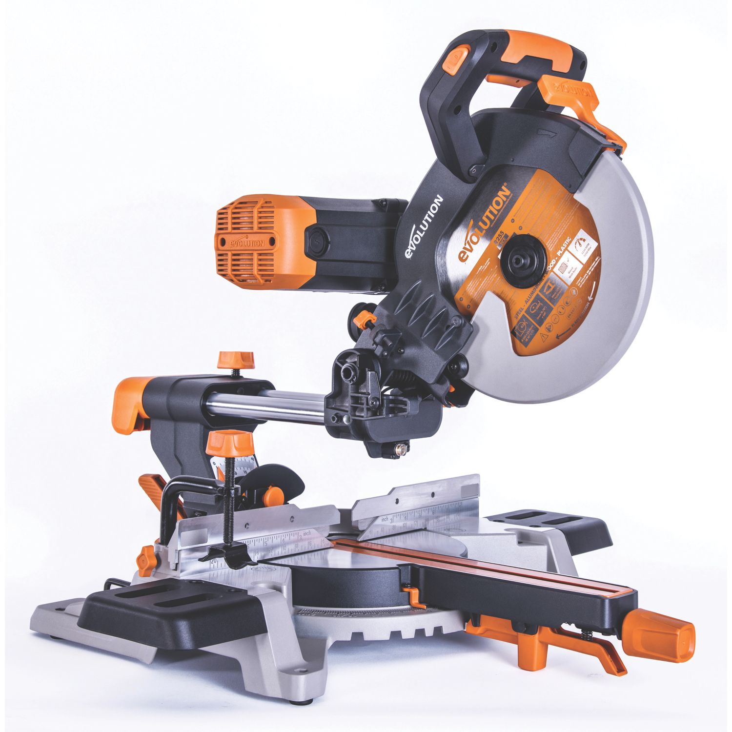 Evolution R255SMS-DB 255mm Electric Double-Bevel Sliding Multi-Material Mitre Saw 220-240V (128HF)