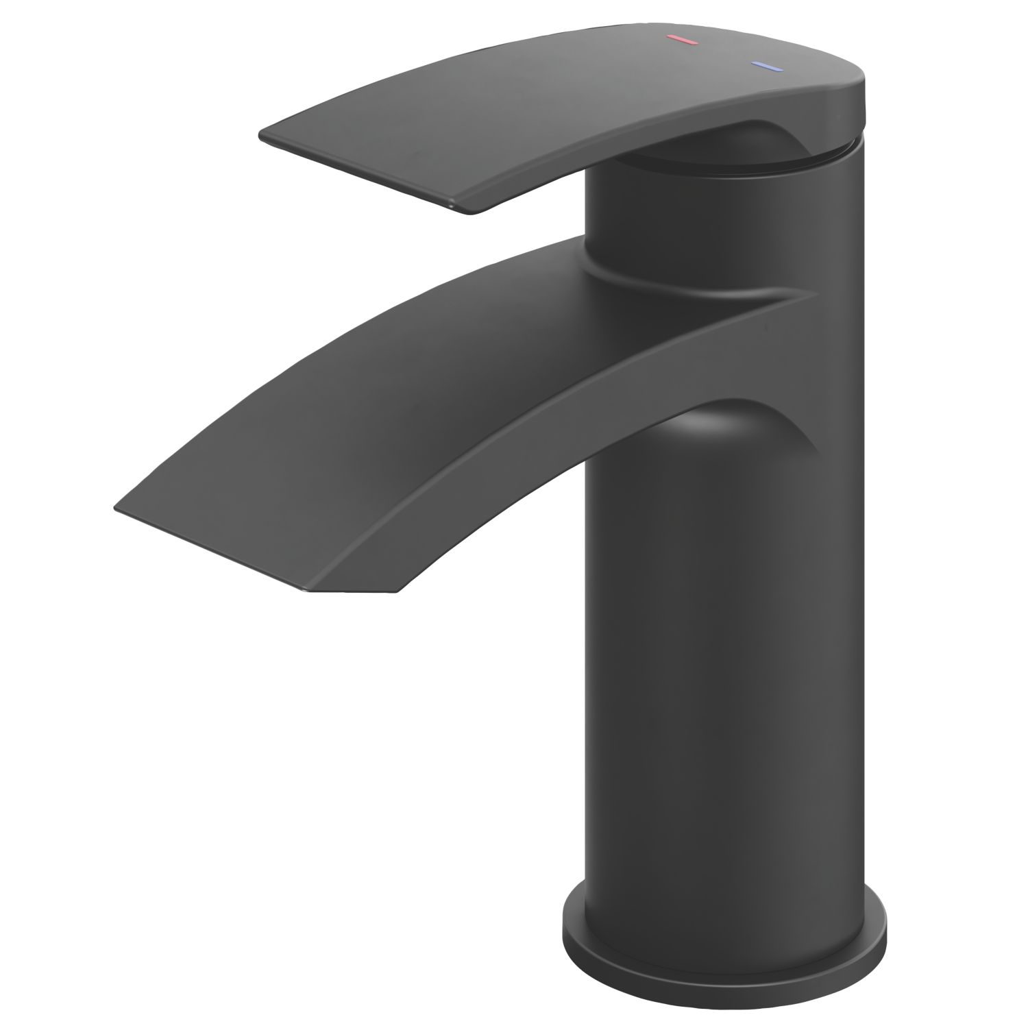 Swirl Wye Matt Black 150mm Cloakroom Lever Mono Basin Mixer Tap With Clicker Waste (131TK)