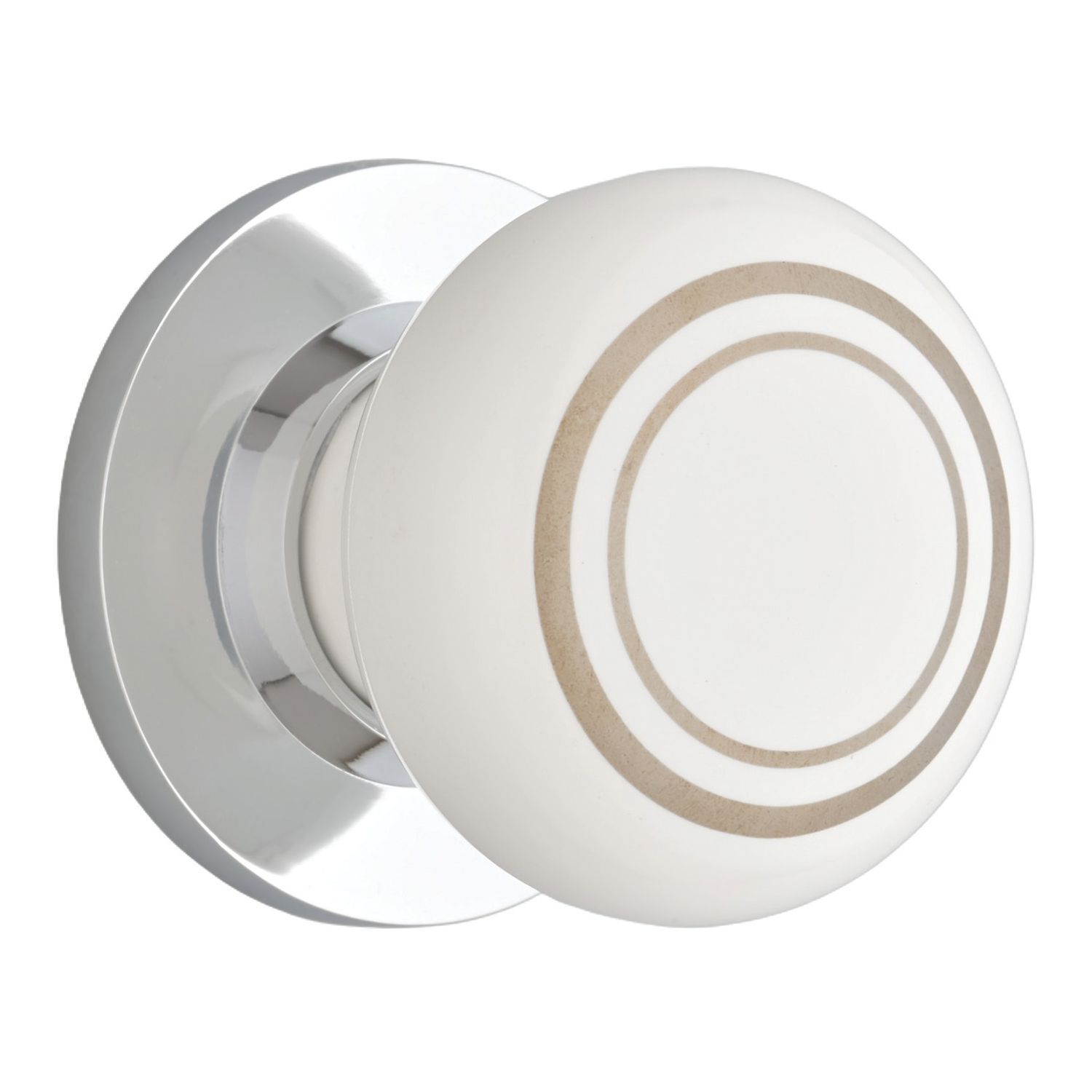 Designer Levers Door Knob on Chrome Base 60mm Pair White (132KK)