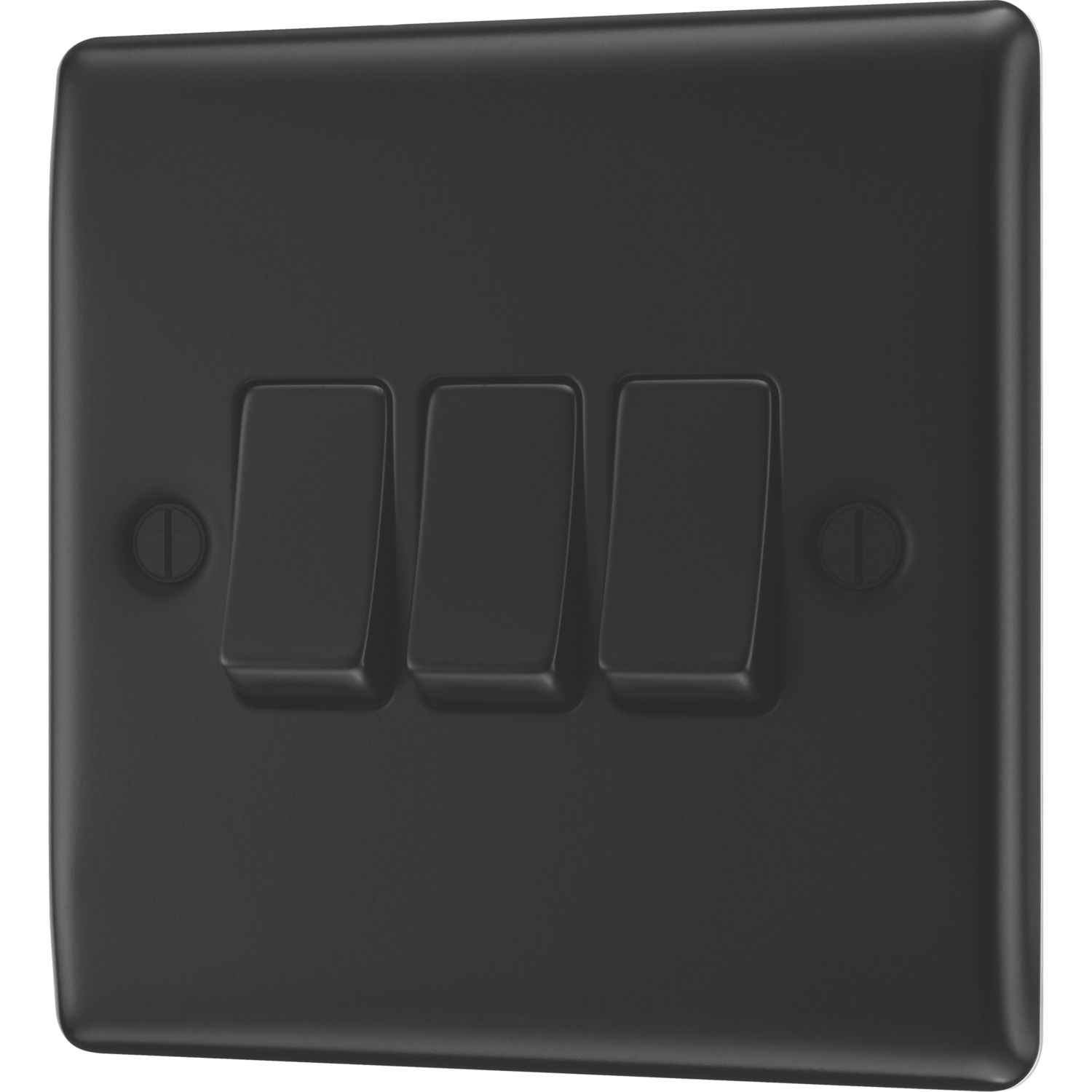 British General Nexus Metal 20A 16AX 3-Gang 2-Way Light Switch Matt Black (132PM)