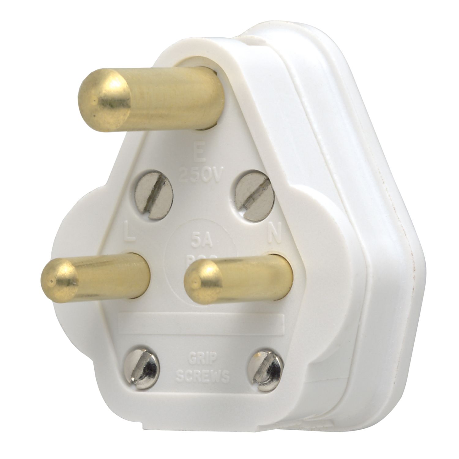 MK 5A Unfused Round Pin Plug White (13322)