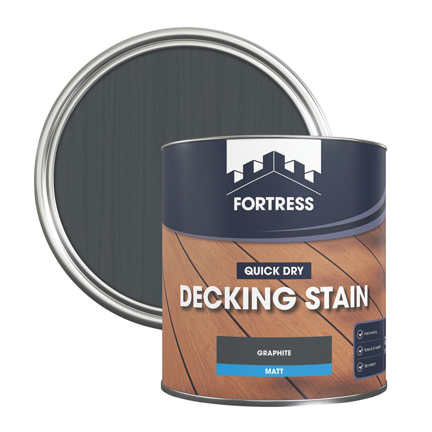 Fortress 2.5Ltr Graphite Anti Slip Decking Stain (133YL)