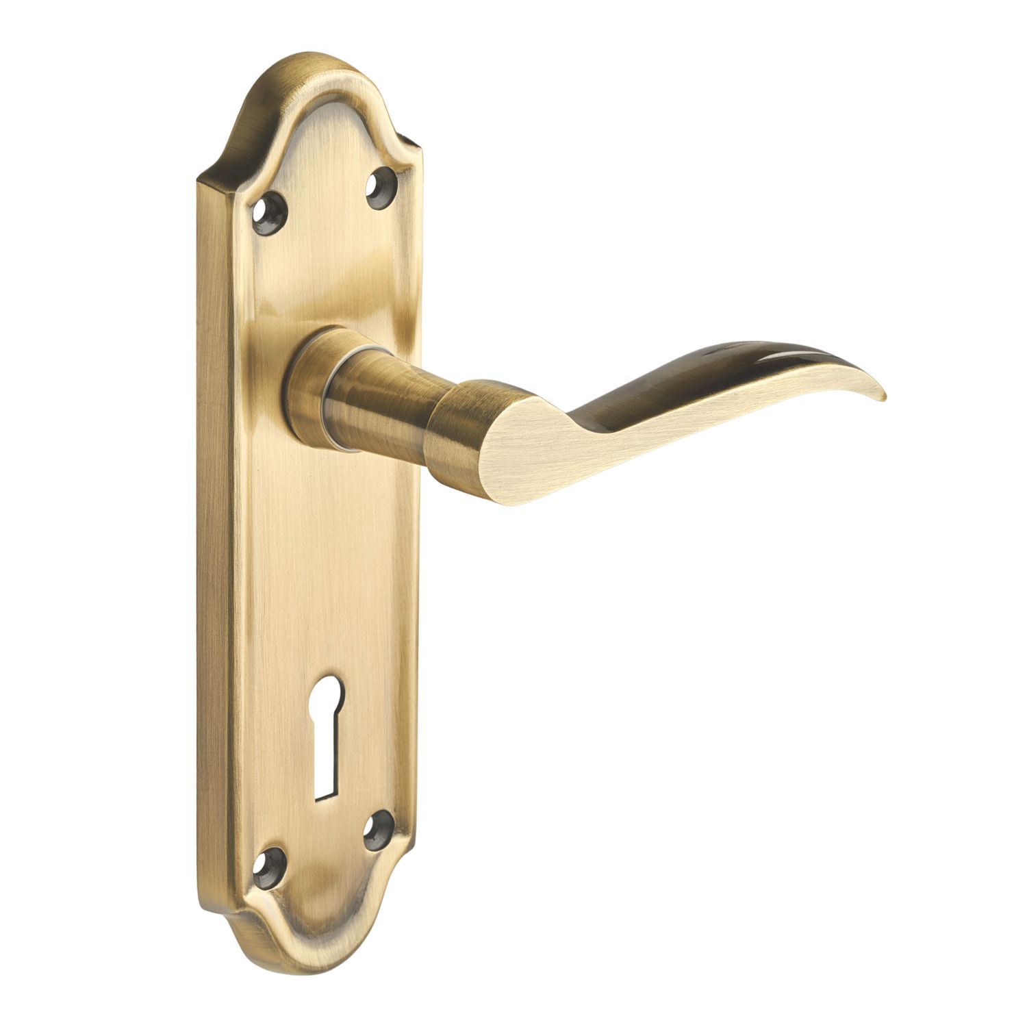 Designer Levers Kennington Fire Rated Lever Lock Door Handle Pair Antique Brass (134KK)