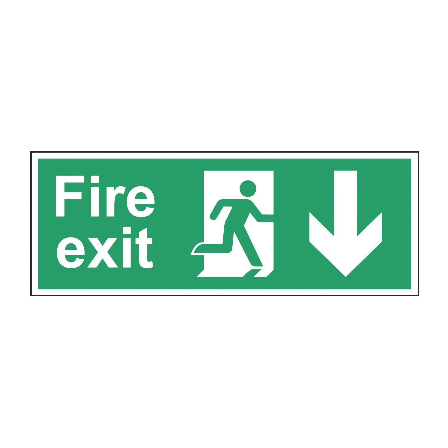 Essentials Non Photoluminescent "Fire Exit Man Down Arrow" Sign 150mm x 400mm (135FG)