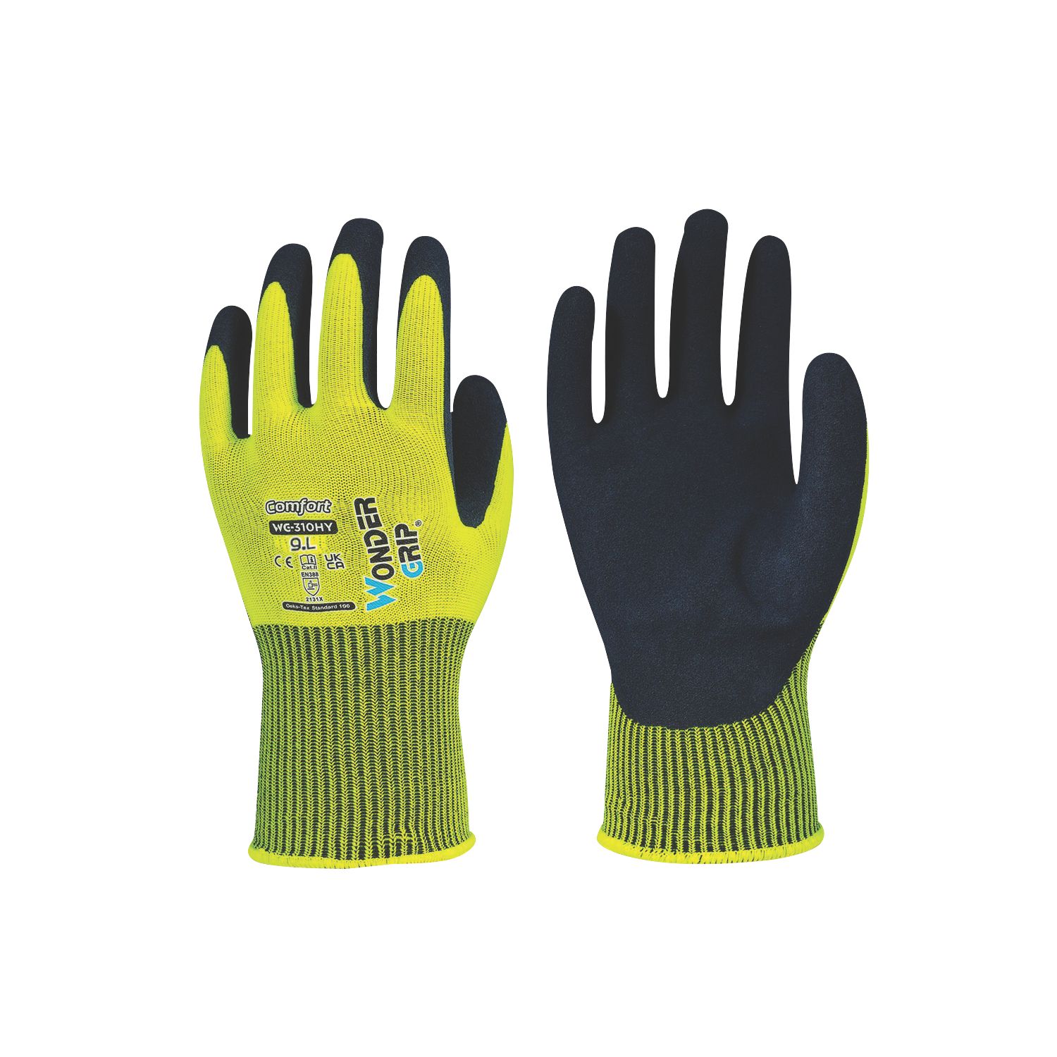 Wonder Grip WG-310HY Comfort Protective Work Gloves High-Vis Yellow/Black Large (135PP)