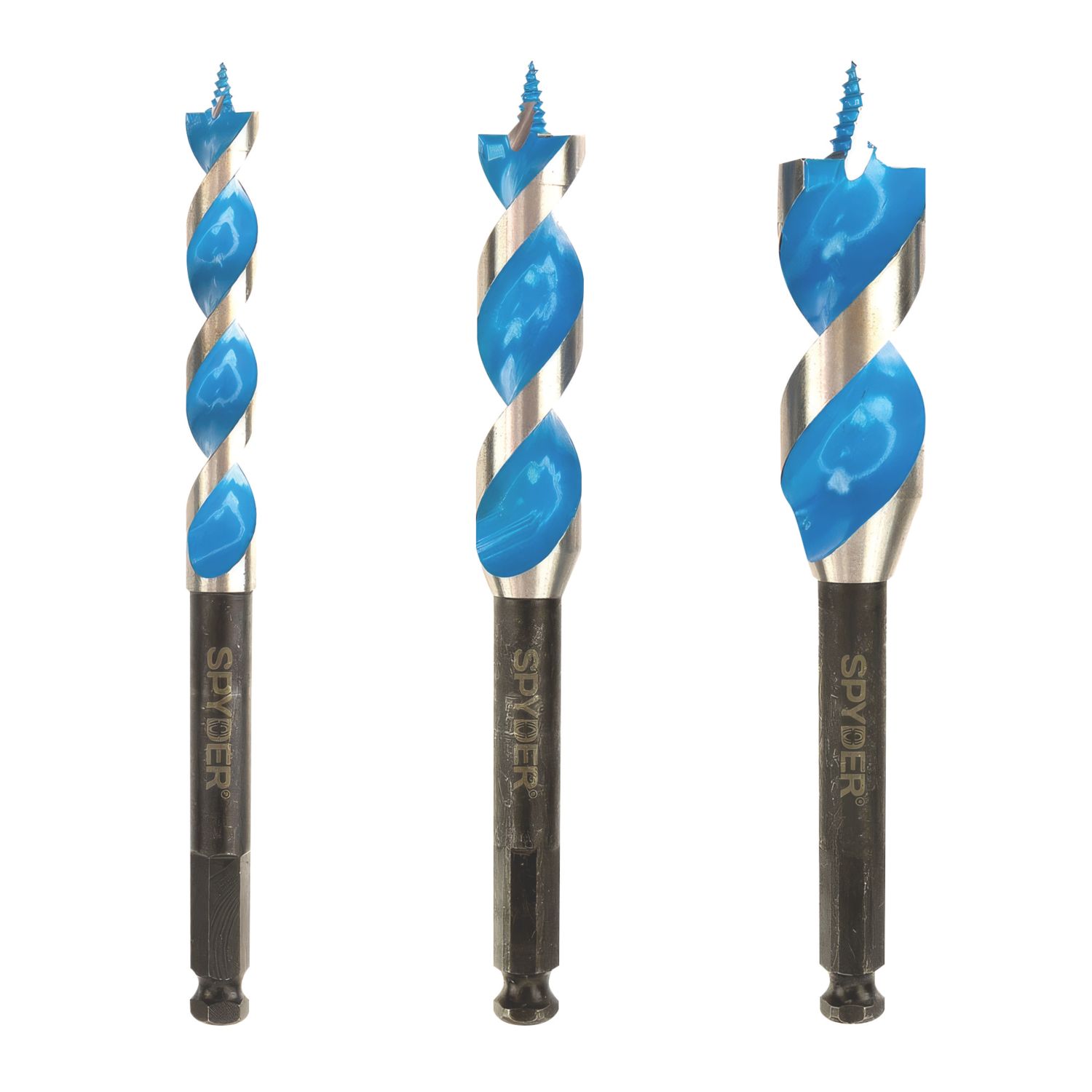 Spyder Stinger Hex Shank Double-Flute Auger Multi-Material Drill Bit Set 3 Pieces (140CX)