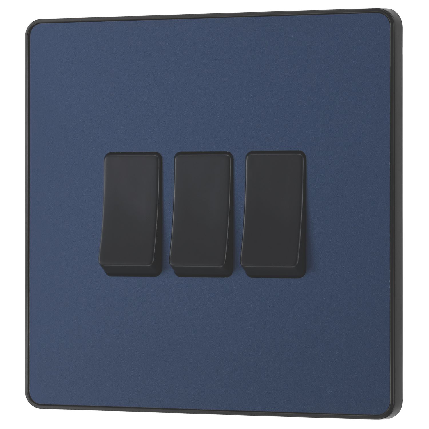 British General Evolve 20 A 16AX 3-Gang 2-Way Light Switch Blue with Black Inserts (140PY)